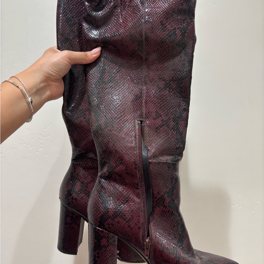 Aldo Burgundy Snakeskin Women's Boots